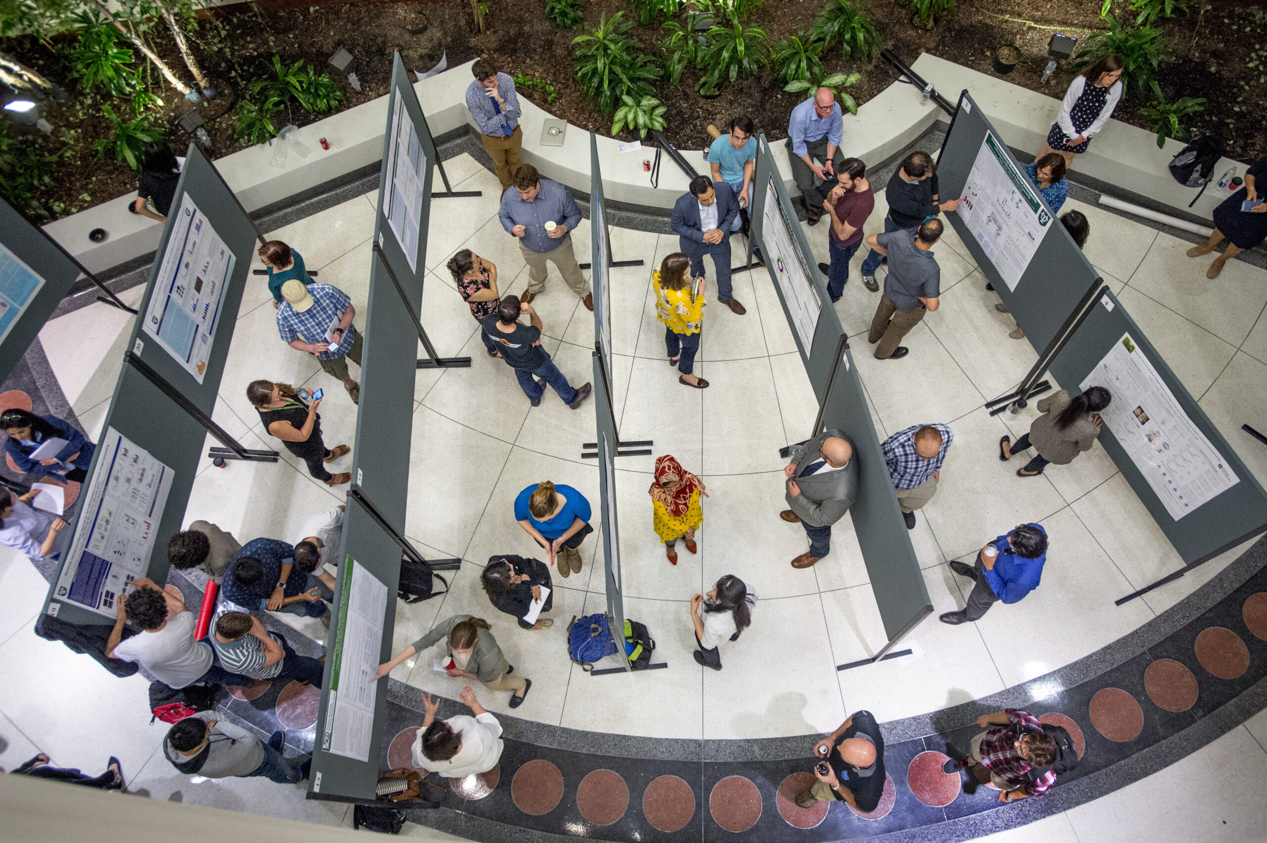 Aerial shot of students at Science Fair